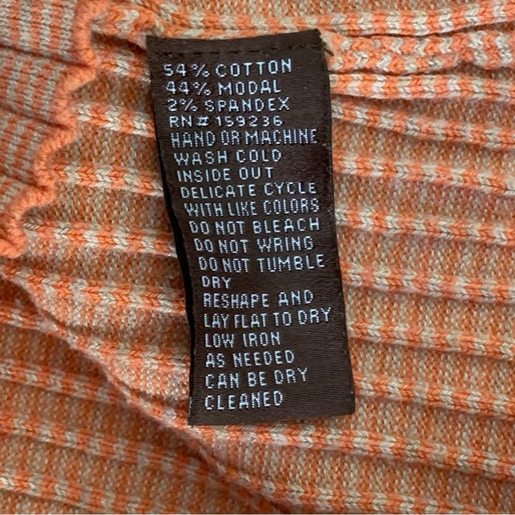 J McLaughlin Ribbed Knit Stretch Long Sleeve Top Size XL Orange Button Sleeve - Picture 6 of 7